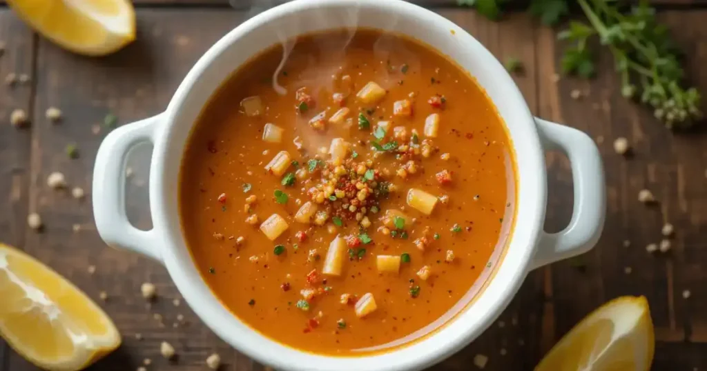 Homemade seafood boil sauce recipe with butter, garlic, and Cajun seasonings in a ceramic bowl